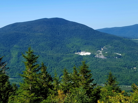 View from Baker Peak Dorset Mountain with famous marble quarry Taconic Range